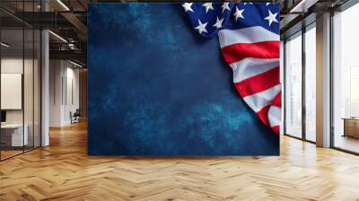 American flag on dark blue background Wall mural