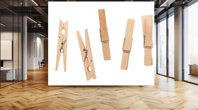 Close up of wooden clothespins, attach or hold together concept Wall mural