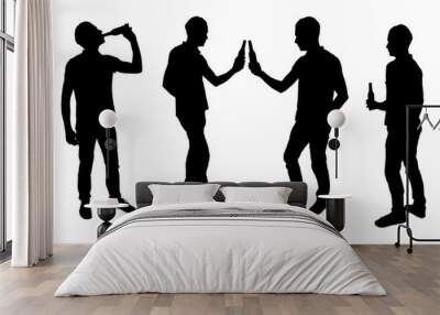 Four men with a bottle Wall mural