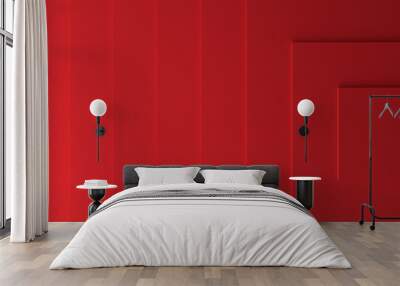 Red modern background with three dimensional steps Wall mural