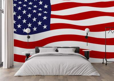 Waving flag of the USA, vector illustration Wall mural