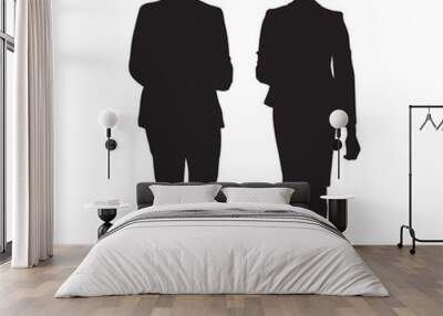 Business people wallking and talking vector silhouette. Wall mural