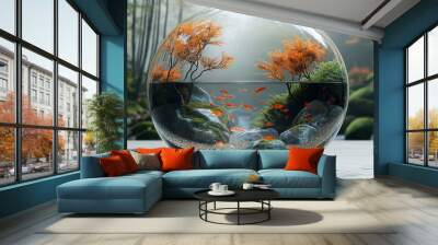 Fish Bowl Filled With Water and Trees. Wall mural