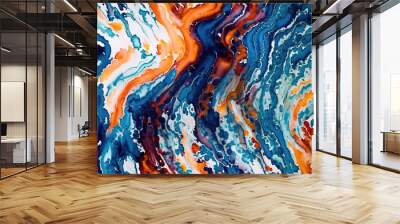 Fluid watercolor marble texture, colourful abstract paint, mix colors. Wall mural