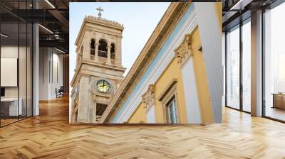 The church of Saint Nikolas in Ermoupoli of Syros island, capital of Cyclades in Greece Wall mural