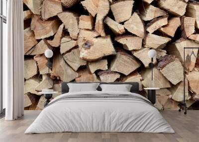 A closeup shot of dry chopped firewood Wall mural