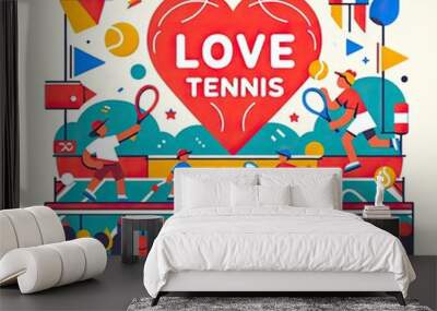 tennis banner illustration simple Wall mural