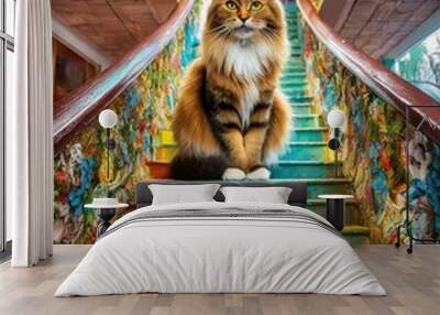 Treppen mit Katze  Wall mural