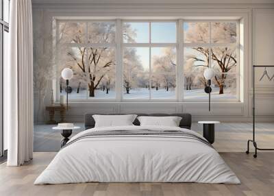 View from the window of an empty white room. Wall mural