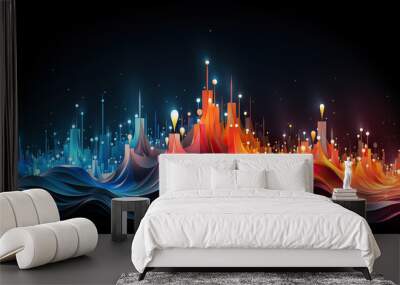 Visualization of a radio signal on a dark background. Wall mural