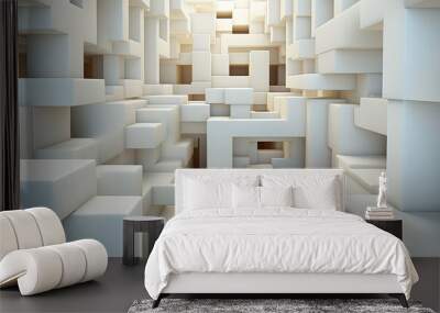 White abstract geometric form in a background. Wall mural