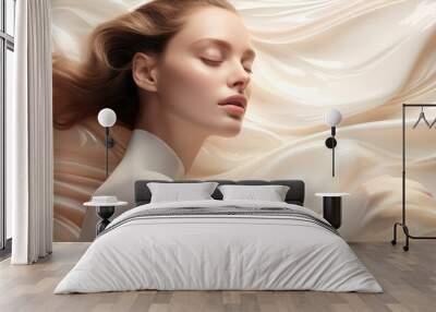 woman in beauty photoshoot skincare cream  Wall mural