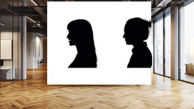 Woman life cycle and aging process side view face profile silhouette set on isolated white background. Wall mural