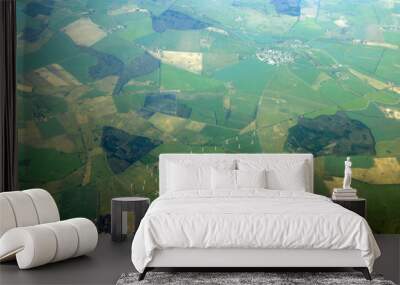 aerial view - windmills, fields and forests Wall mural