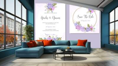 beautiful wedding card invitation with floral vector Wall mural