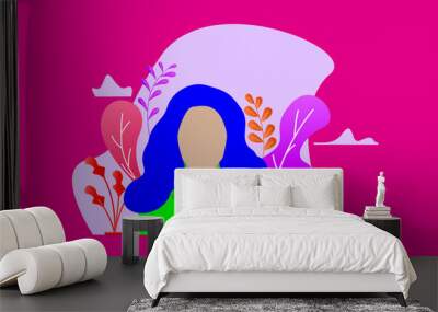 illustration of a woman in a flat style Wall mural