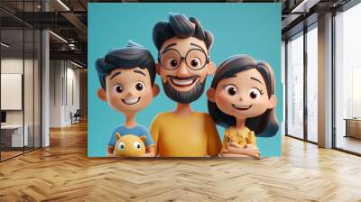 3d illustration set of smiling family characters. 3d girl. Illustrations
 Wall mural