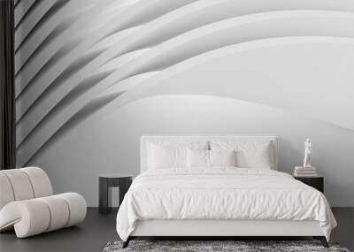 Abstract gray white pattern of waves and lines, luxury background, 3d Wall mural