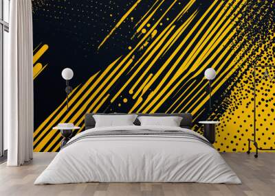 Abstract yellow halftone banner on black background. sports. Illustrations
 Wall mural