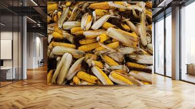 Vertical shot of  a pile of dry corns Wall mural