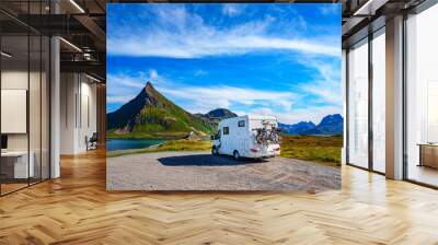 family vacation travel, holiday trip in motorhome Wall mural