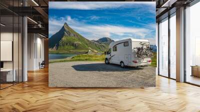 Family vacation travel RV, holiday trip in motorhome, Caravan car Vacation. Wall mural