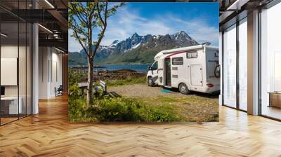 Family vacation travel RV, holiday trip in motorhome Wall mural