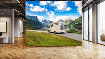 Family vacation travel RV, holiday trip in motorhome Wall mural