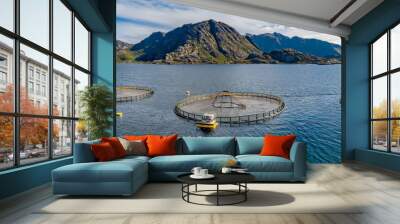 Farm salmon fishing in Norway Wall mural