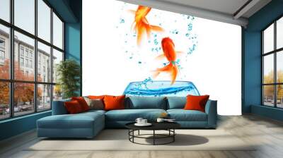 Goldfish jumping. Wall mural