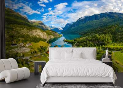 lovatnet lake Beautiful Nature Norway. Wall mural