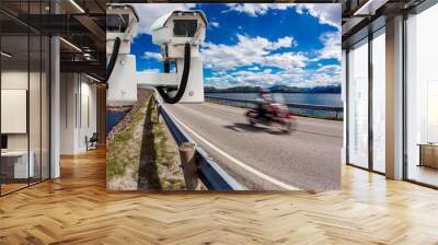 Radar speed control camera on the road Wall mural