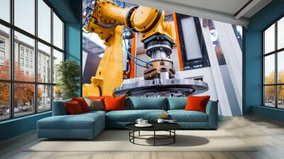 Robotic Arm modern industrial technology. Automated production cell. Wall mural