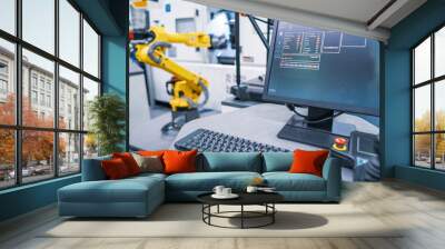 Robotic Arm modern industrial technology. Automated production cell. Wall mural