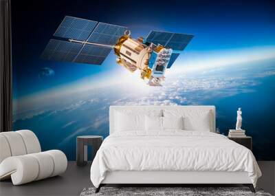 Space satellite over the planet earth Wall mural