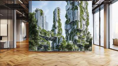 beautiful architecture of futuristic buildings, fantasy, future, ai Wall mural