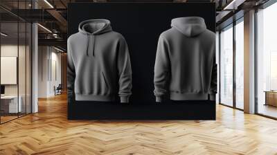 Blank sweatshirt color grey template front and back view on white background. crew neck mock up isolated on white background. Created using Generative AI Technology Wall mural