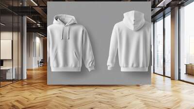 Blank sweatshirt color white template front and back view on white background. crew neck mock up isolated on white background. Created using Generative AI Technology Wall mural