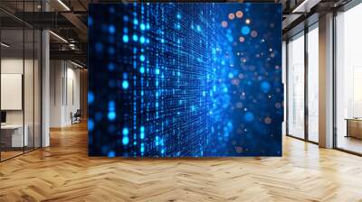 Blue digital binary data on computer screen background
 Wall mural