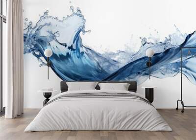 Blue water wave background with splashes and drops, perfect for creative web banners and designs. Wall mural