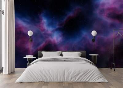 colorful space background with stars, nebula gas cloud in deep outer space 3d render Wall mural