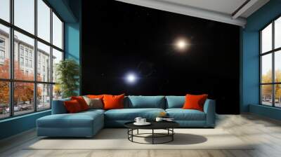 Cosmic landscape, beautiful science fiction wallpaper with endless deep space. 3D render Wall mural