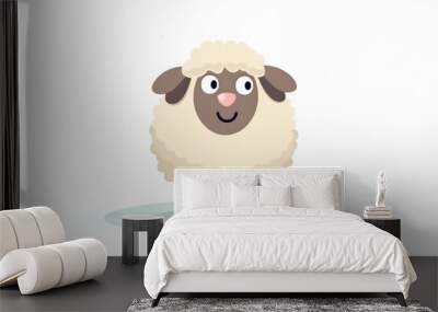 Cute cartoon sheep on white background Wall mural