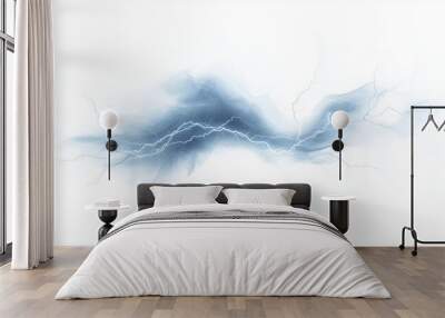 Dynamic lightning bolt frozen in mid-strike isolated on a white background. Weather phenomena isolated on white. Photo realistic photo.
 Wall mural