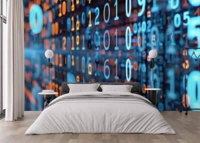 Futuristic Technology Background With Flow of Binary Code. Big data concepts in a 3d rendering. Wall mural