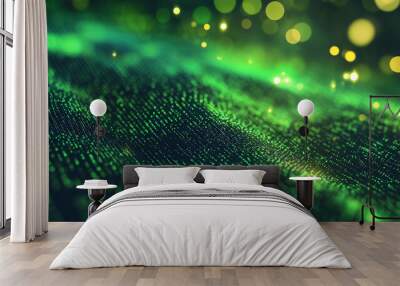 Green digital binary data on computer screen background. Matrix style
 Wall mural