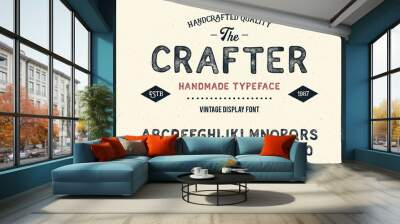 Handmade Modern Textured Font. Retro Typeface. Vector Illustration. Wall mural