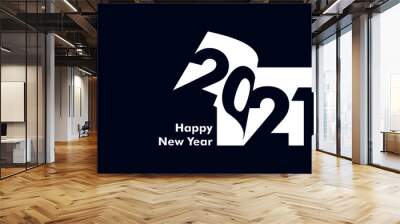 Happy New Year 2021 Text Design Patter, Vector illustration Wall mural