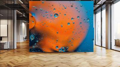 Abstract colorful background with oil drops and waves on water surface Wall mural