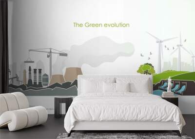 evolution of renewable energy concept of greening of the world Wall mural